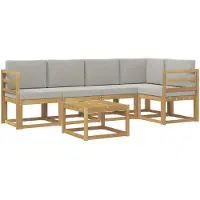 vidaXL Buiten bank set 6 st Wit en Lichtgrijs