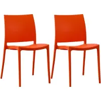 CLP Meton Set van 2 Tuinstoelen - Stapelbaar - Onderhoudsvriendelijk - Weerbestendig - oranje