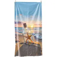 Mariall Kleurrijke strandlaken 100x180 cm met zeesterren en kleurrijke steentjes – microvezel – sneldrogend