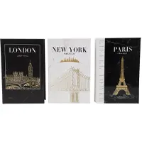 Coppens Opbergbox rechthoek Book New York,Paris,Londen a3 grijs