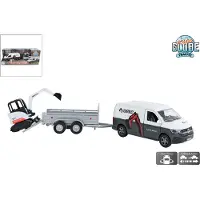 Kids Globe VW Transporter met minigraver die cast pull back 27cm