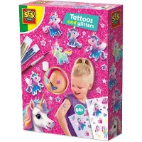 Ses - Unicorn - Tattoos voor Kinderen - 64 Tattoos met Glitters - Neptattoo - Gemakkelijk Afwasbaar - Vanaf 5 jaar