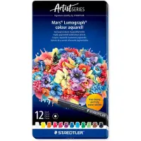 Staedtler - Artist Series - Mars Lumograph colour aquarell 104 - Metalen set met 12 kleuren