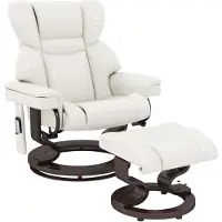 HOMCOM -Relaxsessel mit Fußhocker-Kunstleder, Stahl-79B x 82T x 101H cm-Cremeweiß