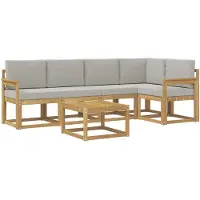 vidaXL Buiten bank set 6 st Wit en Lichtgrijs