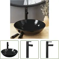 The Living Store De Living Store wasbak met kraan en afvoer, vervaardigd uit gehard helder glas