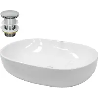 LuxeBath Wastafel 600x420x145 mm van keramiek incl. afvoerset zonder overloop
