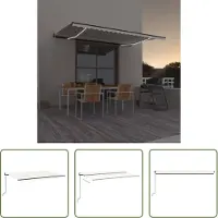 The Living Store Buitendouche - Zonneluifel - Luifel automatisch met LED en windsensor 500x350 cm crèmekleur - Tuindecoratie - Terrasoverkapping - Aluminium Luifel