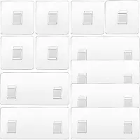 Famanu – Vervangende zelfklevende haken voor douchecaddy, set van 12, transparante stickerhaken 6×14 cm + 6×6 cm, boorvrij en waterdicht