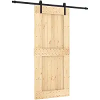 vidaXL Schuifdeur Naturel en Zwart 90 x 210 cm Massief Pine Hout