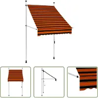 The Living Store Zonwering - Uittrekbaar - 100x120 cm - Oranje/Bruin - Polyester/PU-Coating