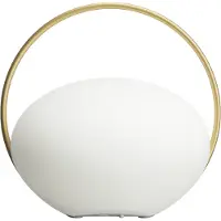 UMAGE LED tafellamp Orbit, wit/messing, IP44, CCT dimbaar, wit / opaal, Woon-/ Eetkamer, Kunststof, Design