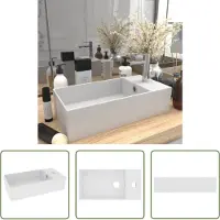 The Living Store : Wastafel voor in de badkamer, met overloop, keramiek, mat wit