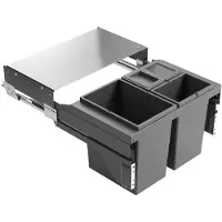 Hailo Euro Cargo Soft Short Front afvalsysteem voor kastbreedte 60cm grijs 40 liter (1 x 20 + 2 x 10)