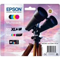 Epson Twins 502 XL Zwart + 502 Cyaan, Magenta, Geel Multipack van 4 Inktcartridges