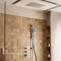 Saniclear Uni plafond inbouw regendouche 48x33cm RVS look PVD met glijstang en 3 standen handdouche