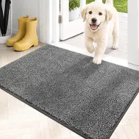 VHV - Deurmat - Droogloopmat - Schoonloopmat - Antislip wasbare entreemat - Vuilvangmat voor voordeur hal en huisdieren - Grijs - 80*50cm
