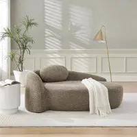 OKWISH Zitbank Compact - Zachte Teddy Bekleding Met Kussen - Voor Woonkamer Of Slaapkamer - Teddy - Bruin