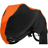 VHV - Fietshoes - Fiets hoes buiten - Waterdichte fietscover - UV wind stof beschermhoes - Met slotgat voor mountainbike e-bike - Zwart en oranje