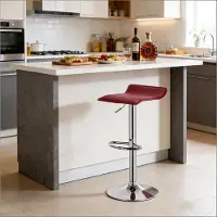 MODFU - Barkruk - Ergonomisch En Draaibaar - Verstelbaar - Voor Bar Of Keuken - Kunstleer En Staal - Wijnrood - 62-84 Cm