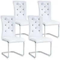 MODFU - Eetkamerstoelenset - Gevoerd - C-Poot - Modern - Eetkamer - Metaal En PVC - Wit
