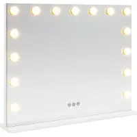 vidaXL LED Vanity Spiegel Wit 58 x 10 x 47 cm Glas en Staal