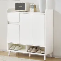 HAUSS SPOLE Schoenenkast - Schoenenkast Met Verstelbare Planken - Ruime Opbergruimte Voor Gang Of Hal - 90x35x100 cm - Spaanplaat - Wit