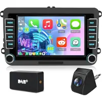 Hexinex Autoradio - geschikt voor VW Golf 5, 6, Polo, Skoda Caddy, T5, Passat - 7-inch Scherm - 2+64GB CARPLAY FM RDS - Achteruitrijcamera DAB+