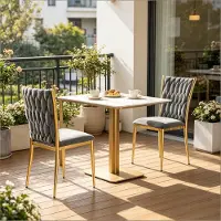 MODFU - Eetkamerstoel Set Van 2 - Hoge Rugleuning - Gestoffeerd - Modern - Metaal En Fluweel - Donkergrijs En Goud