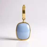 Cavill - Zilveren hanger verguld - Blauwe Opaal Peru 2,025 ct - Antieke cabochon - Minimalistische rechthoekige hanger 21x9 mm