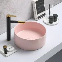 Guido Gusto Waskom Valentina 35x35x14cm mat roze inclusief afvoerplug