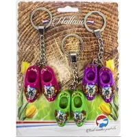 Holland Set van 3 paar sleutelhangers houten Hollandse Klompjes