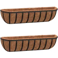vidaXL Muurbakken 2 st met kokosvezel 91x20x23 cm staal zwart