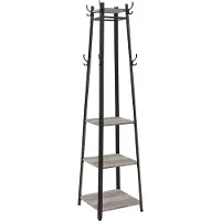 Vasagle - Kapstok - Kapstok Hout - Kapstok met 4 Planken - 8 Dubbele Haken - Kledingstang - Metalen Frame