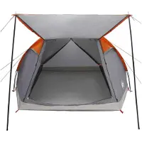 vidaXL Huisje Tent Grijs en Oranje 6-persoons Polyester en Staal