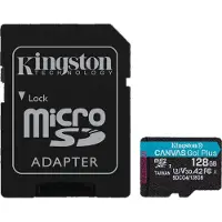 Kingston Technology 128 GB microSDXC Canvas Go Plus Gen4 200 MB/s A2 U3 V30 kaart + adapter