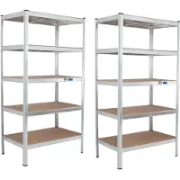 Baumarktplus TRUTZHOLM - Zware Opbergrekken 180x90x60 cm - Set van 2 - 875 kg - 5 Legborden - Insteekbare Stelling - Werkplaatsrek - Extra Diep