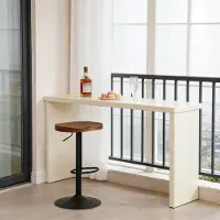 MODFU - Barkruk - Ergonomisch En Draaibaar - Modern - Voor Keukenbar - Hout En Metaal - Bruin - 41,5 X 31,5 X 60-81 Cm