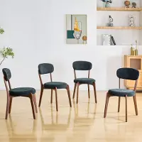 MODFU - Eetkamerstoelen Set Van 2 - Gestoffeerd Met Zitkussen - Modern - Voor Eetkamer Of Keuken - Metaal - Zwart - 55,5 x 48,5 x 84 cm