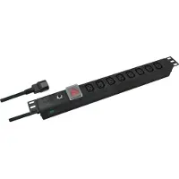Helos 19-inch stekkerdoos PROFESSIONAL, 8-voudig C13, zwart, 2,0 meter, met schakelaar