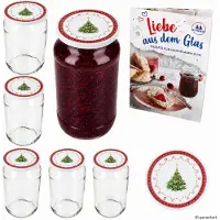 MamboCat 6-delige set rondglas 1062 ml To 82 Weihnachtstraum deksel incl. Diamant Gelierzauber receptenboekje