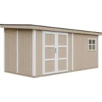 Timbela M940-TERRA BROWN - LP SmartSide Tuinhuis op houtbasis - 11,47 m² - 530x248xH231 cm - met vloer en verf