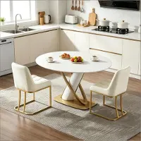 MODFU Eetkamerstoelen - Gestoffeerd En Ergonomisch - Modern - Voor Eethoek - Metaal En Fluweel - Beige - Set Van 2