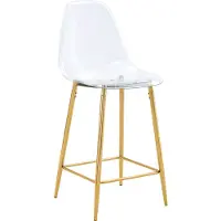 MODFU - Barkrukken Set Van 4 - Transparante Zitting - Modern - Voor Keuken En Eethoek - Kunststof En Metaal - Goud