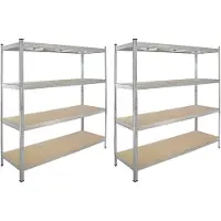 Baumarktplus TRUTZHOLM - XXL Opbergrekken 180x160x60 cm - Set van 2 - 1000 kg - 4 Legborden - Insteekbare Stelling - Werkplaatsrek - Breed