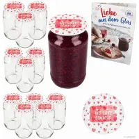 MamboCat 12-delige set ronde glazen 1062 ml To 82 Met liefde gemaakt deksel incl. Diamant Gelierzauber receptenboekje