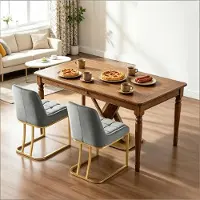 MODFU Eetkamerstoelen - Ergonomische Rugleuning - Moderne Stijl - Metaal - Donkergrijs - Set Van 2