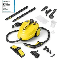 Costway Stoomreiniger, 2000 W, reinigingsmachine 1,8 l watercapaciteit en 13 accessoires, vloerstomer voor tapijten, ramen, glas en gordijnen, geel