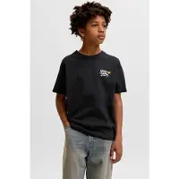 Jack & Jones JUNIOR T-shirt met backprint - zwart Jongens Katoen Ronde hals - maat 128