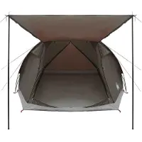 vidaXL Huisje Tent 4-persoons Bruin grijs Polyester en Staal